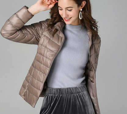 Comfortable Puffer Jacket for Women Quilted Stand-Collar