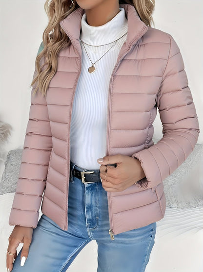 Comfortable Puffer Jacket for Women Quilted Stand-Collar