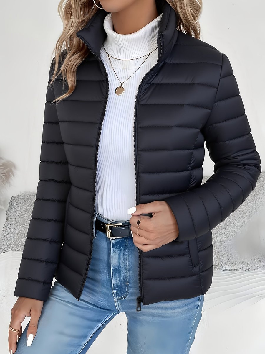 Comfortable Puffer Jacket for Women Quilted Stand-Collar