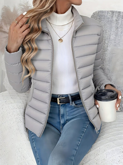 Comfortable Puffer Jacket for Women Quilted Stand-Collar