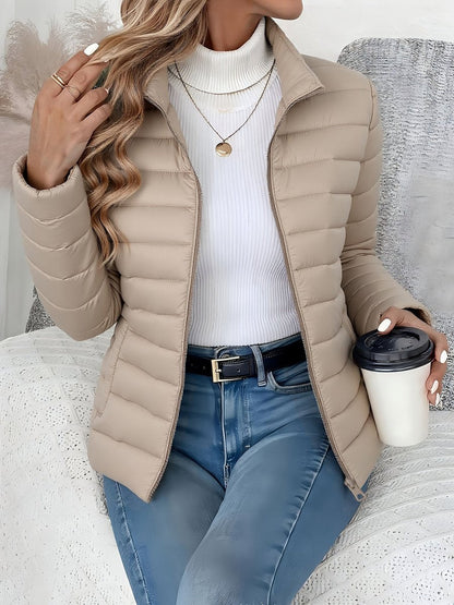 Comfortable Puffer Jacket for Women Quilted Stand-Collar
