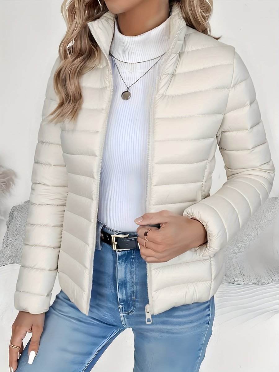 Comfortable Puffer Jacket for Women Quilted Stand-Collar