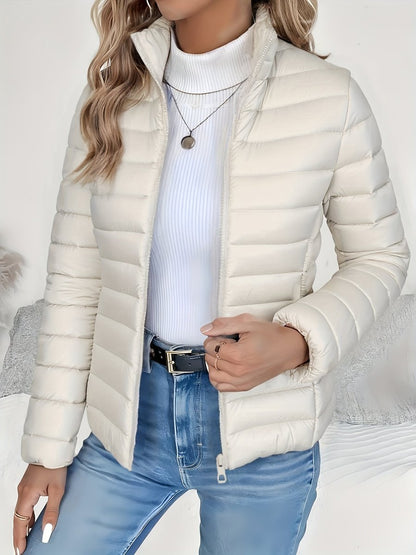 Comfortable Puffer Jacket for Women Quilted Stand-Collar