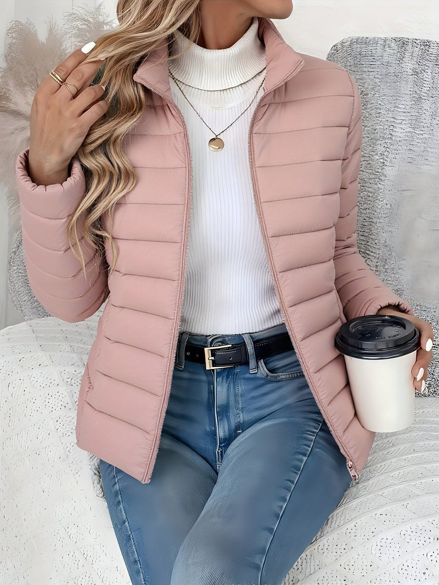 Comfortable Puffer Jacket for Women Quilted Stand-Collar