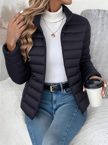 Comfortable Puffer Jacket for Women Quilted Stand-Collar