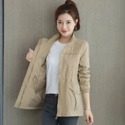 Effortless Bomber Jacket for Women Zip-Up Drawstring-Waist