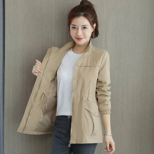 Effortless Bomber Jacket for Women Zip-Up Drawstring-Waist