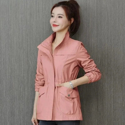 Effortless Bomber Jacket for Women Zip-Up Drawstring-Waist