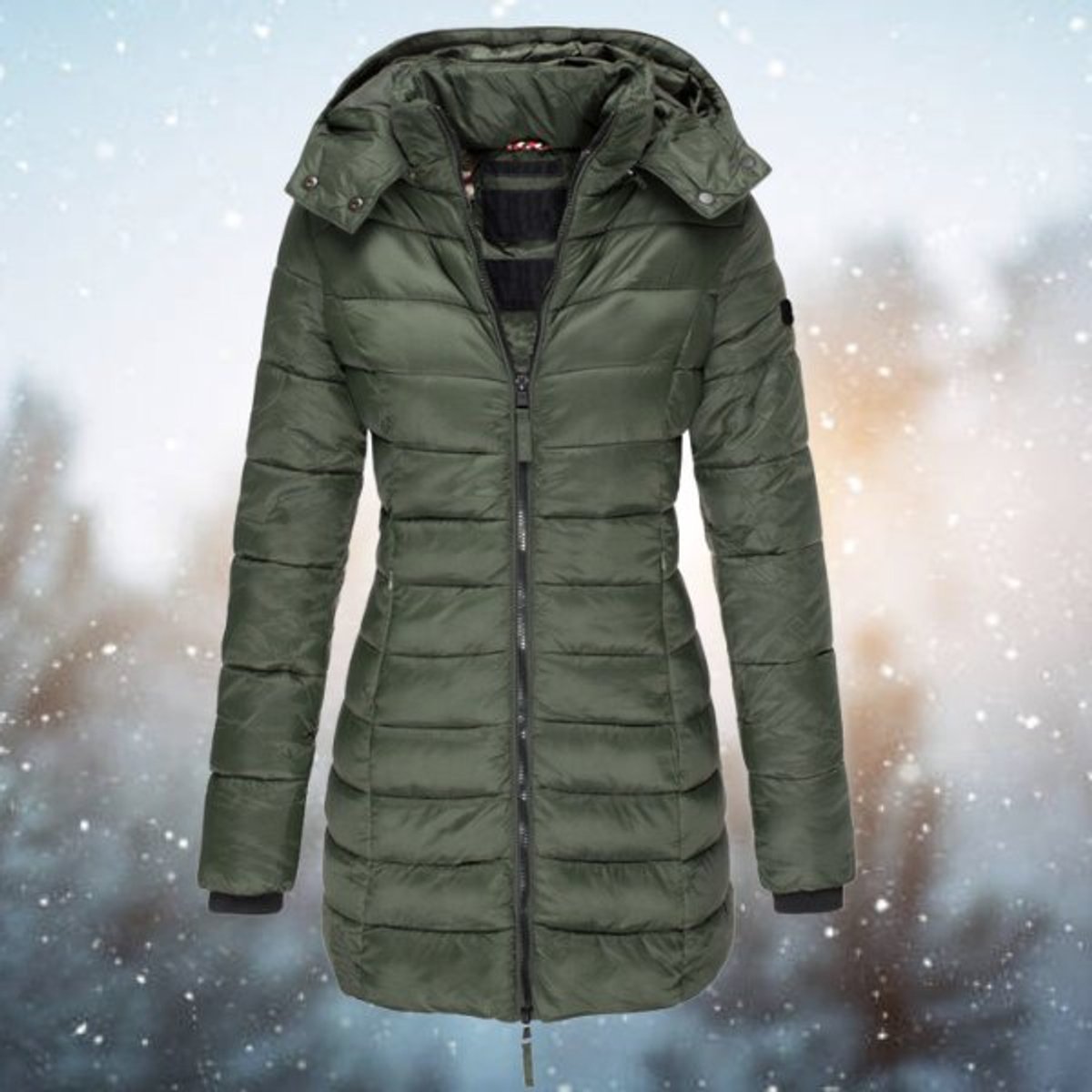 Comfortable Puffer Coat for Women Hooded Zip-Up