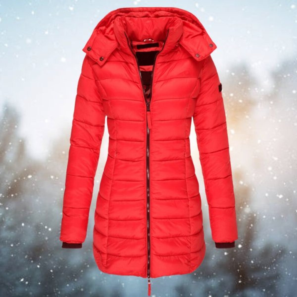 Comfortable Puffer Coat for Women Hooded Zip-Up