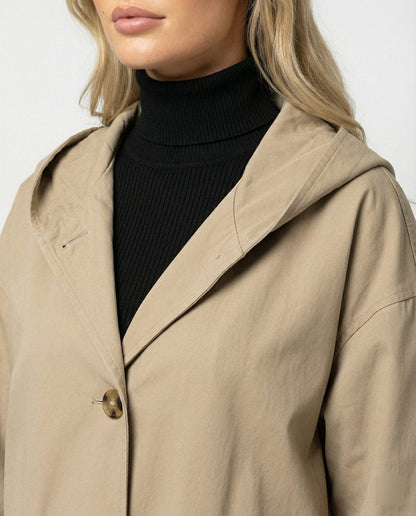 Effortless Trench Coat for Women Long Hooded Belted