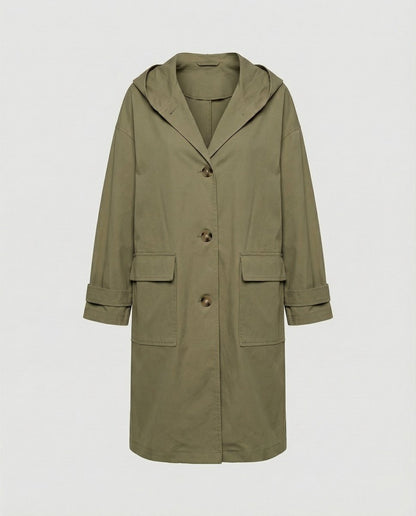 Effortless Trench Coat for Women Long Hooded Belted