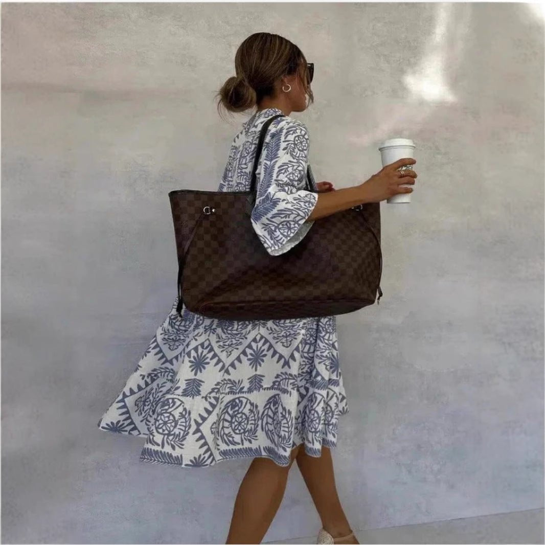 Effortless Tunic Dress for Women Floral-Print Tiered Loose-Fit