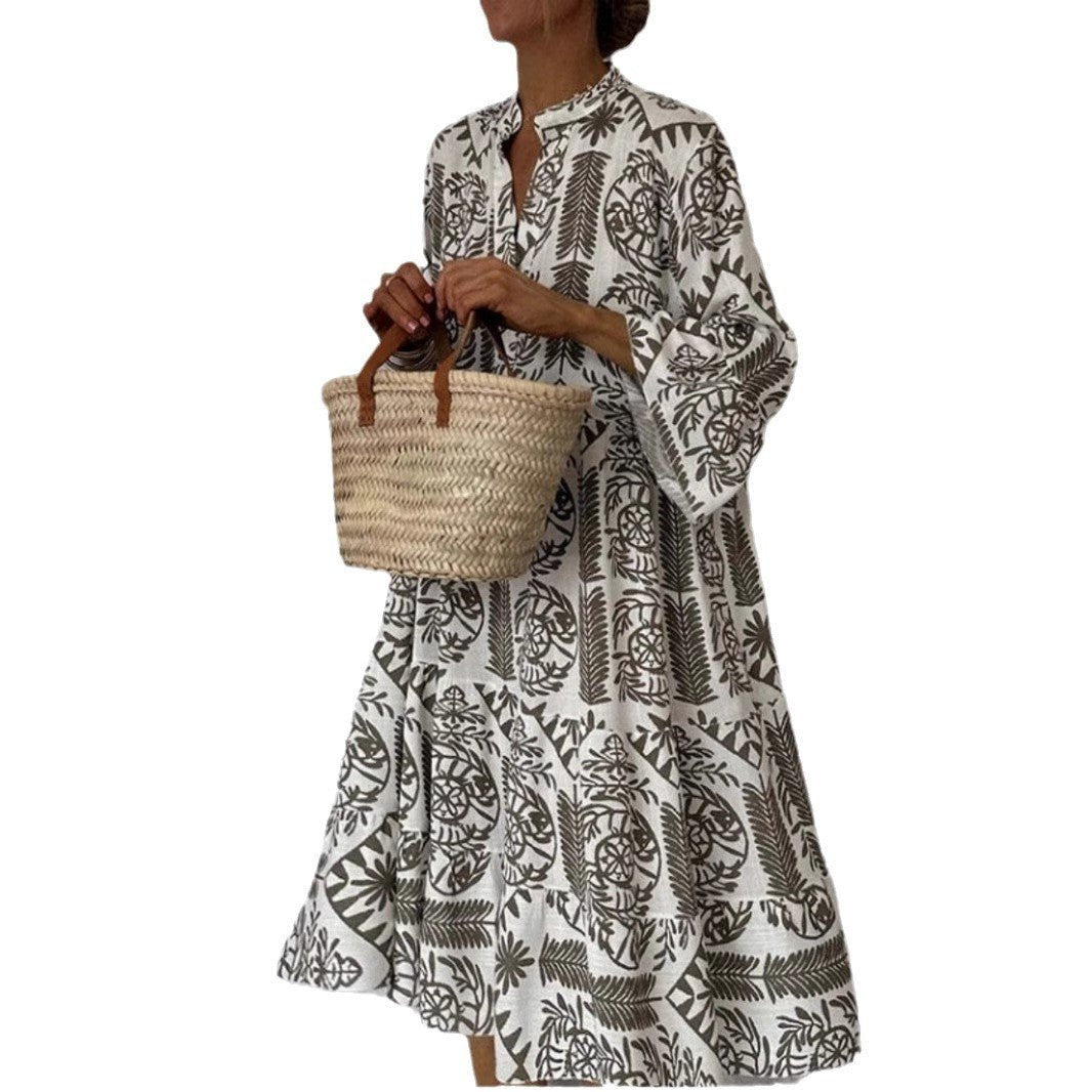 Effortless Tunic Dress for Women Floral-Print Tiered Loose-Fit