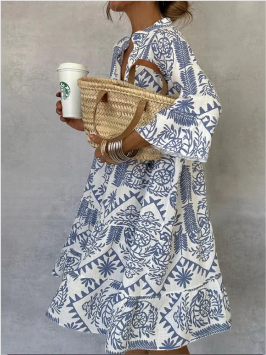 Effortless Tunic Dress for Women Floral-Print Tiered Loose-Fit