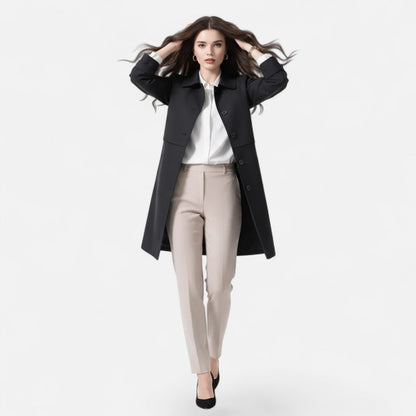 Elegant Trench Coat for Women Mid-Length Double-Breasted