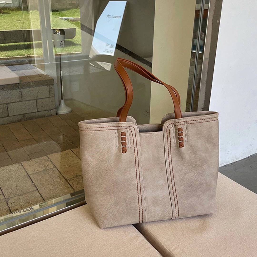 Effortless Tote Bag for Women Minimalist Vegan-Leather Large