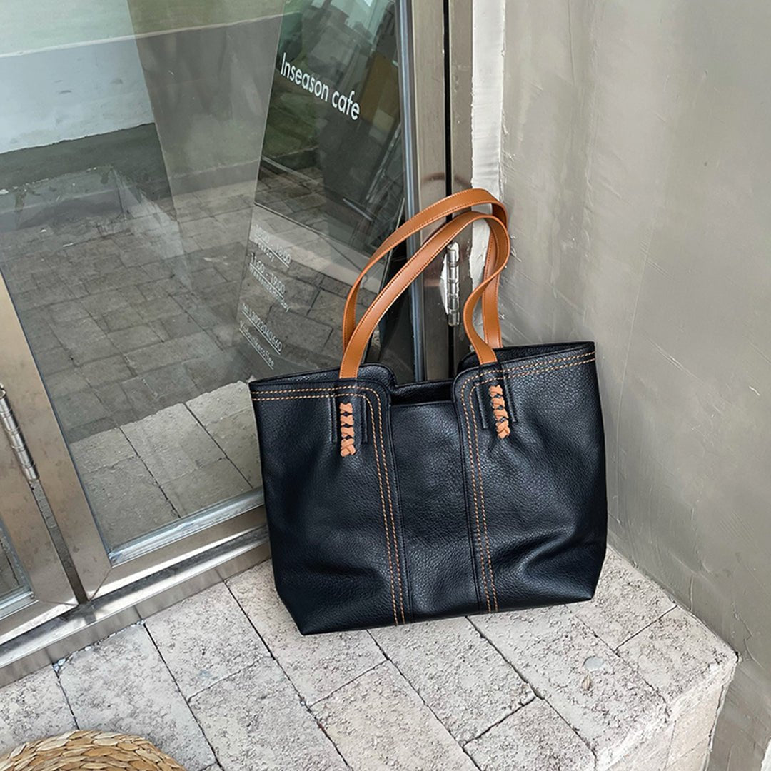 Effortless Tote Bag for Women Minimalist Vegan-Leather Large