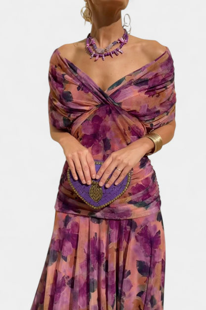 Elegant Maxi Dress for Women Off-Shoulder Ruched