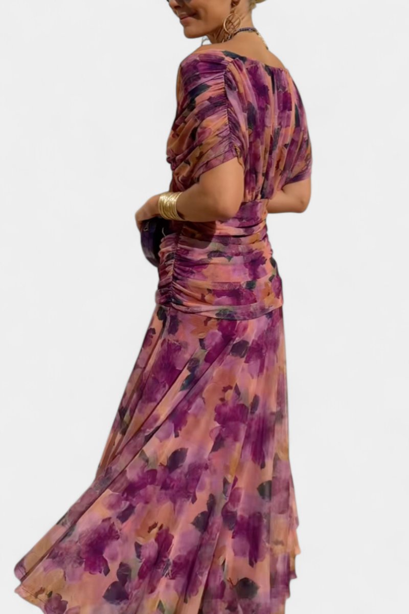 Elegant Maxi Dress for Women Off-Shoulder Ruched