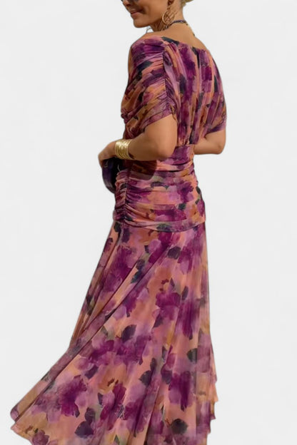 Elegant Maxi Dress for Women Off-Shoulder Ruched