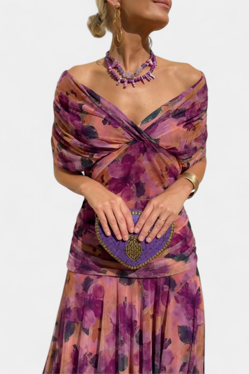 Elegant Maxi Dress for Women Off-Shoulder Ruched