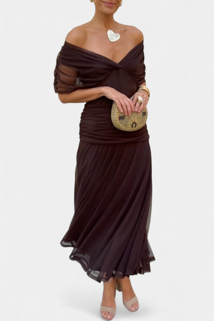 Elegant Maxi Dress for Women Off-Shoulder Ruched