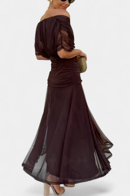 Elegant Maxi Dress for Women Off-Shoulder Ruched