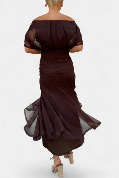 Elegant Maxi Dress for Women Off-Shoulder Ruched