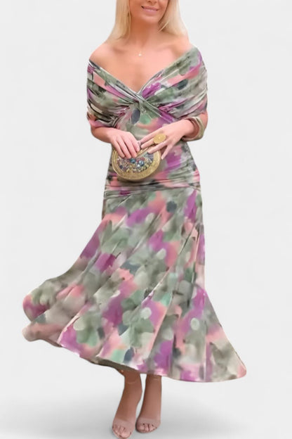 Elegant Maxi Dress for Women Off-Shoulder Ruched