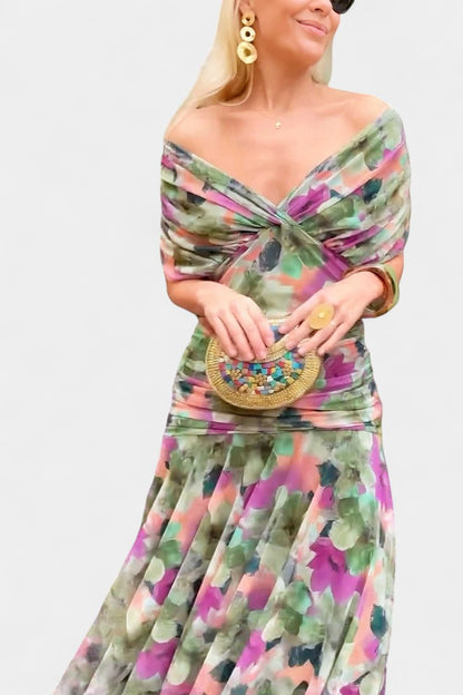 Elegant Maxi Dress for Women Off-Shoulder Ruched