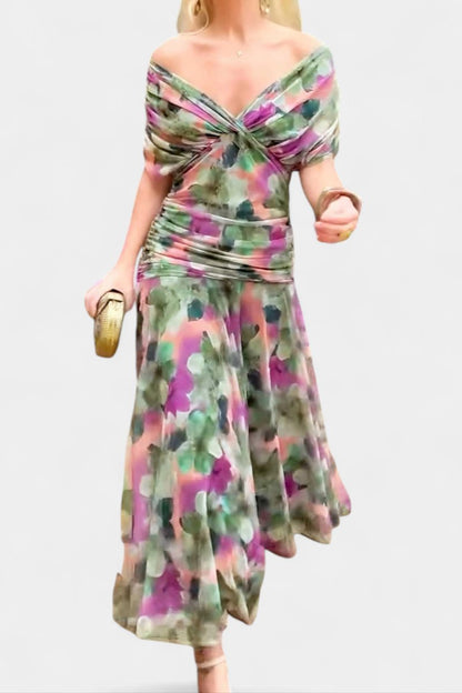 Elegant Maxi Dress for Women Off-Shoulder Ruched