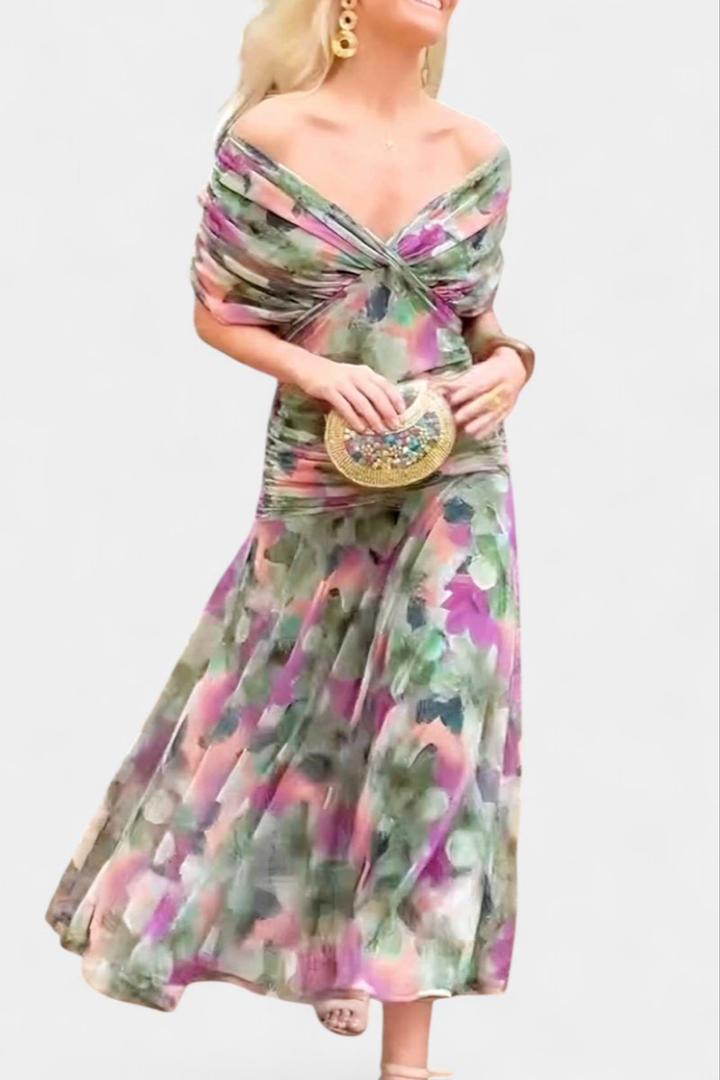 Elegant Maxi Dress for Women Off-Shoulder Ruched