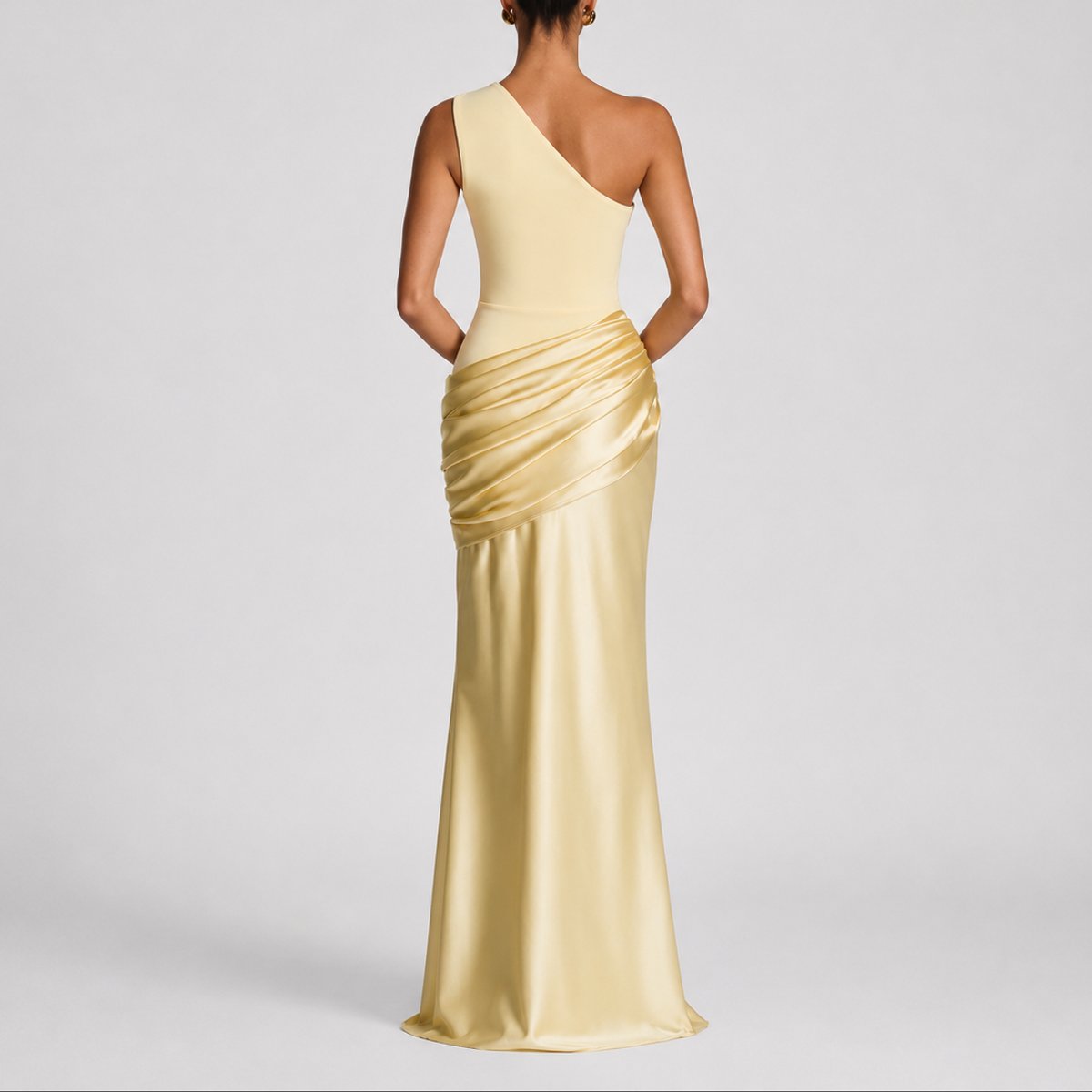 Elegant Maxi Dress for Women One-Shoulder Draped Satin