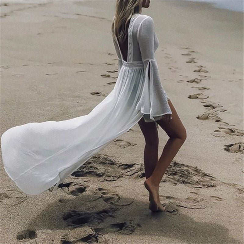 Effortless Cover-Up for Women Open-Back Flowy Maxi