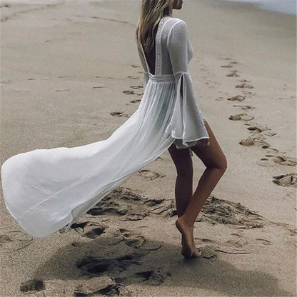 Effortless Cover-Up for Women Open-Back Flowy Maxi