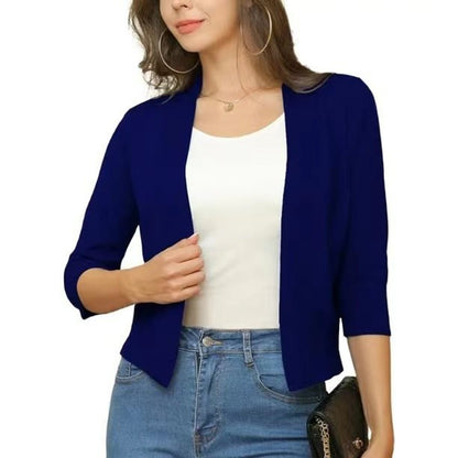 Stylish Cardigan for Women Open-Front Three-Quarter-Sleeve Cropped