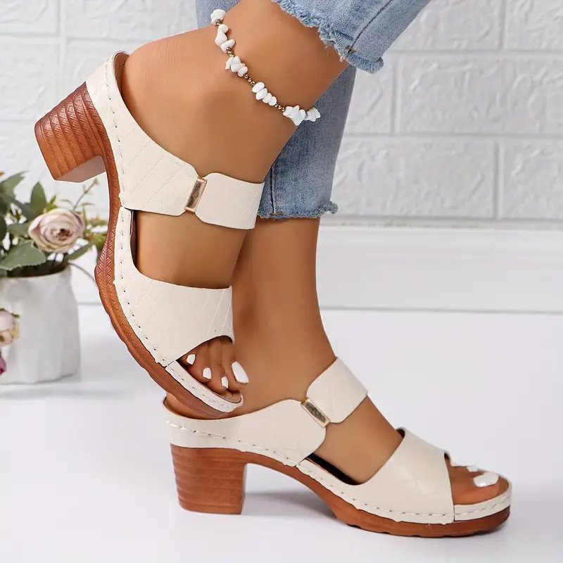 Comfortable Block-Heel Sandals for Women Cushioned Quilted Open-Toe