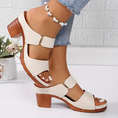 Comfortable Block-Heel Sandals for Women Cushioned Quilted Open-Toe