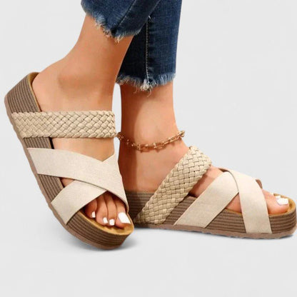 Comfortable Sandals for Women Braided Cross-Strap Platform