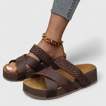 Comfortable Sandals for Women Braided Cross-Strap Platform