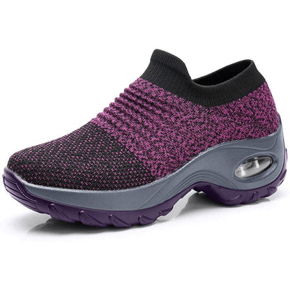Comfortable Slip-On Sneakers for Women Knit Platform Air-Cushion