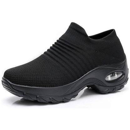 Comfortable Slip-On Sneakers for Women Knit Platform Air-Cushion