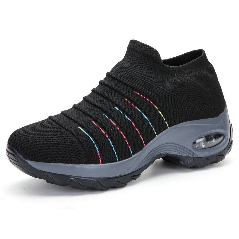 Comfortable Slip-On Sneakers for Women Knit Platform Air-Cushion