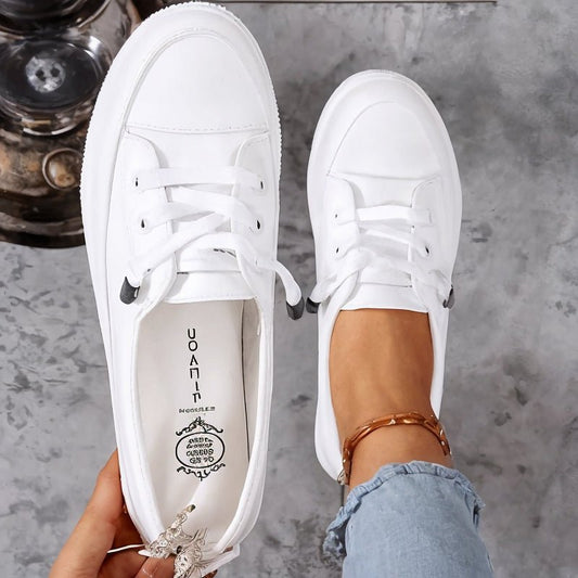 Comfortable Lace-Up Sneakers for Women Canvas Low-Top