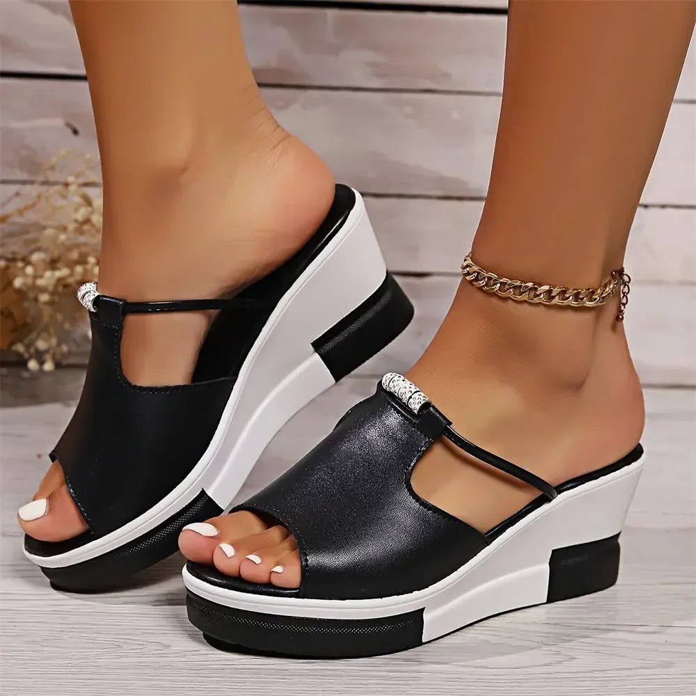 Comfortable Wedge Sandals for Women Platform T-Strap Cushioned