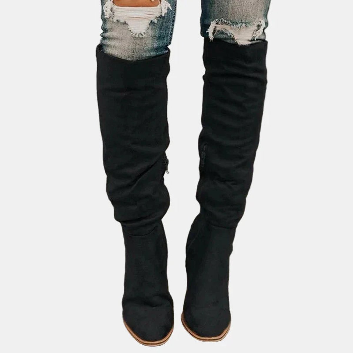 Elegant Over-the-Knee Boots for Women Block-Heel Stretch
