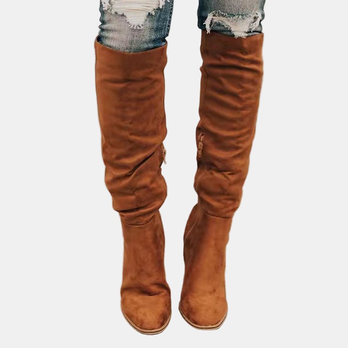 Elegant Over-the-Knee Boots for Women Block-Heel Stretch