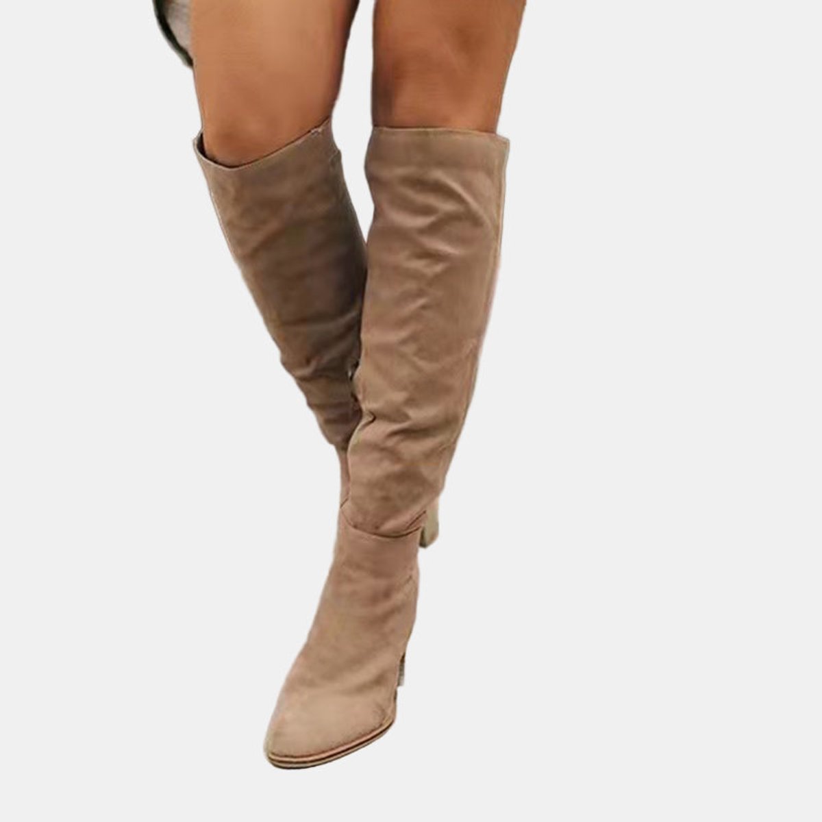 Elegant Over-the-Knee Boots for Women Block-Heel Stretch
