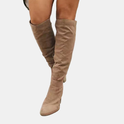 Elegant Over-the-Knee Boots for Women Block-Heel Stretch